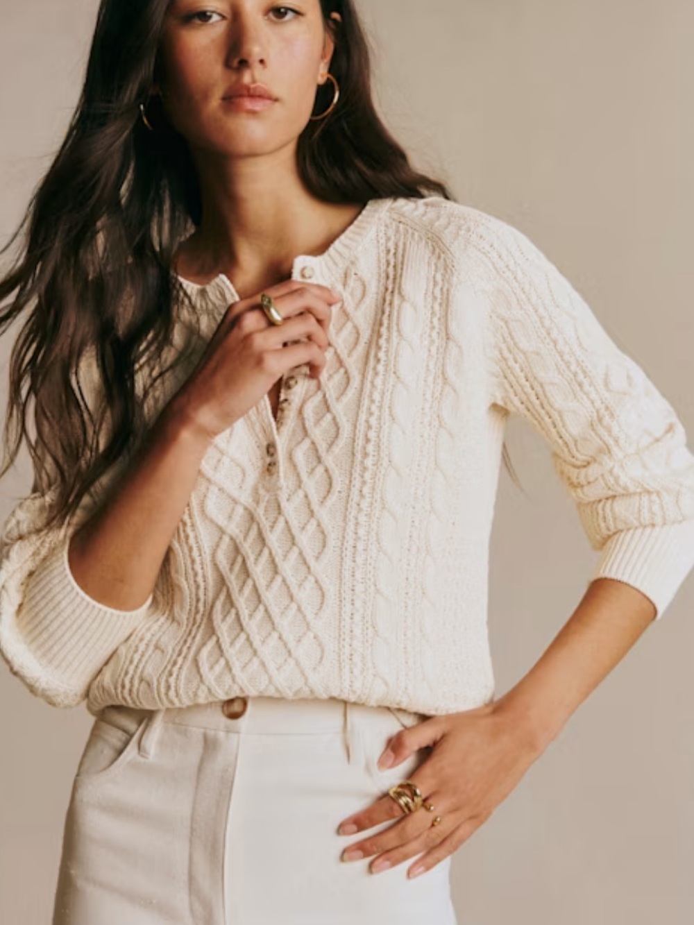 Sezane Bree Jumper Cream - Size S